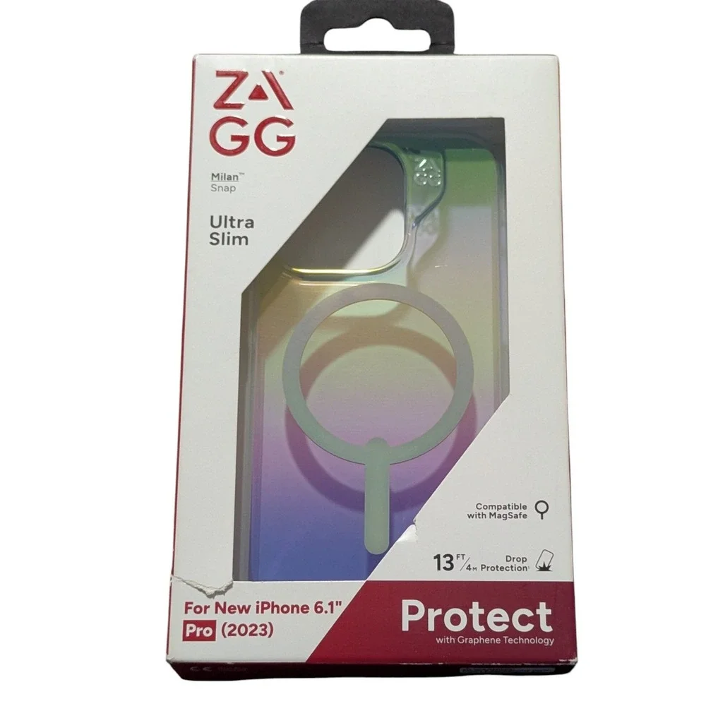J8. ZAGG - Milan Snap Ultra Slim MagSafe Case for iPhone 15 Pro,‎ Iridescent